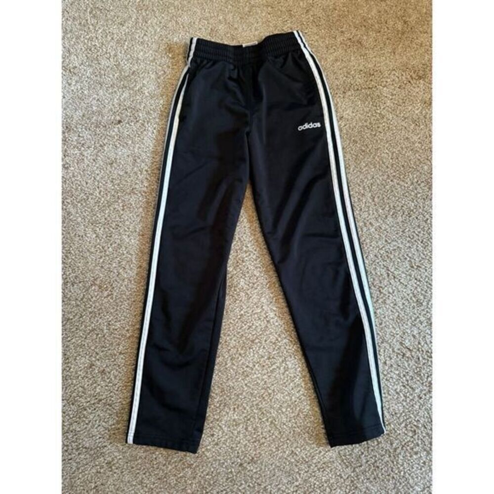 Adidas‎ boys Icon 3 Stripe Fleece Pants Black size M 10/12